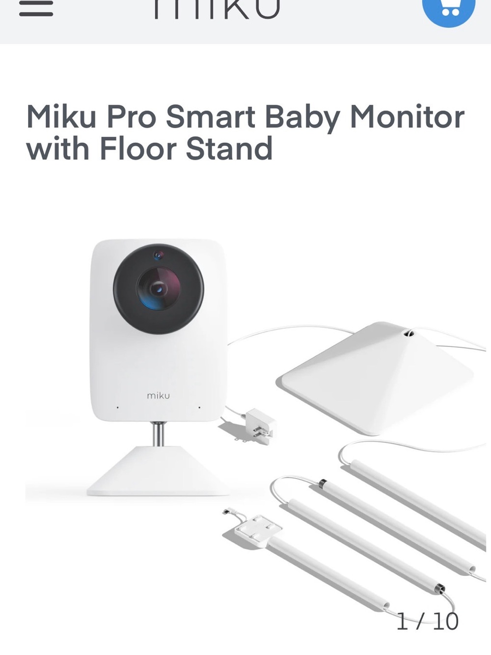 Miku Pro Smart Baby Monitor with Floor Stand - White